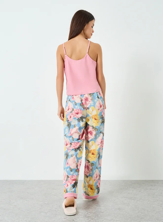 Take Two pink Women Cami Top and Floral Printed Pyjama Set for Women | Best Price UAE